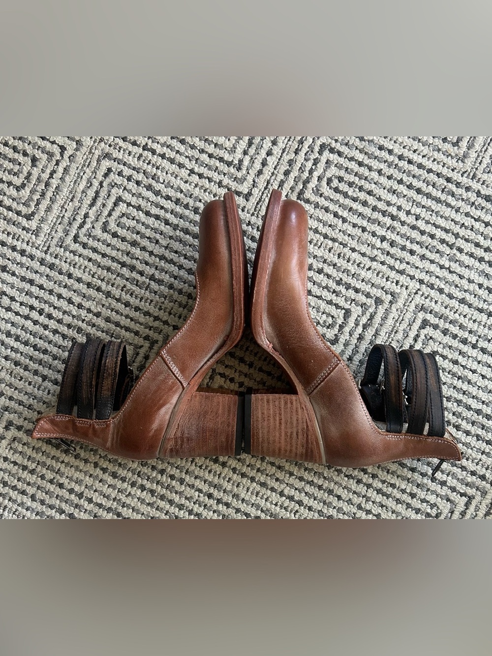 Free Bird Sz 6 Randi Genuine Leather Ankle Strap Heels in Tan - Picture 5 of 12